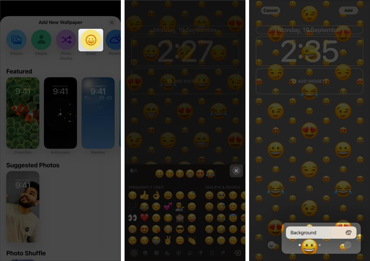 membuat wallpaper Layar Kunci Emoji di iPhone