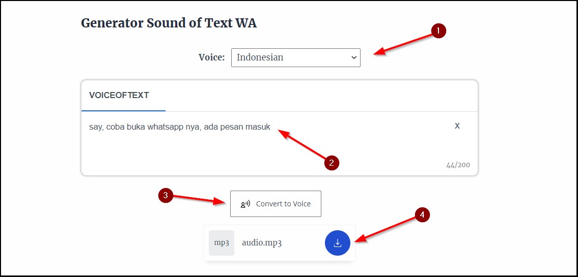 Pilih voice Javanese untuk sound of text jawa