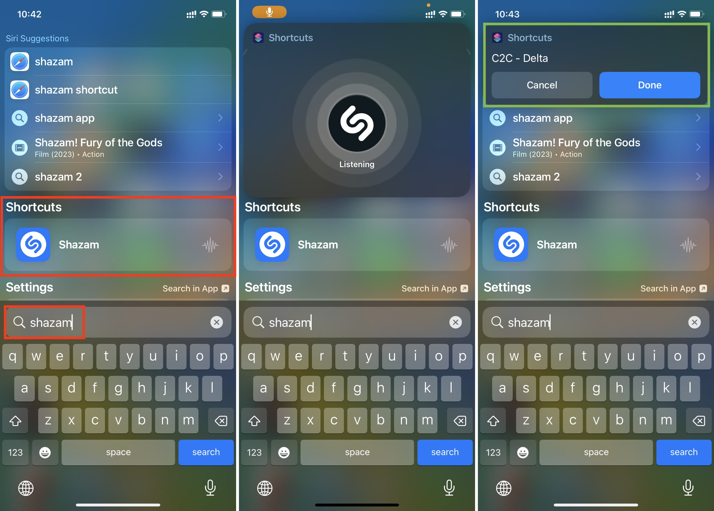 Gunakan Shazam melalui Pintasan di Pencarian iPhone