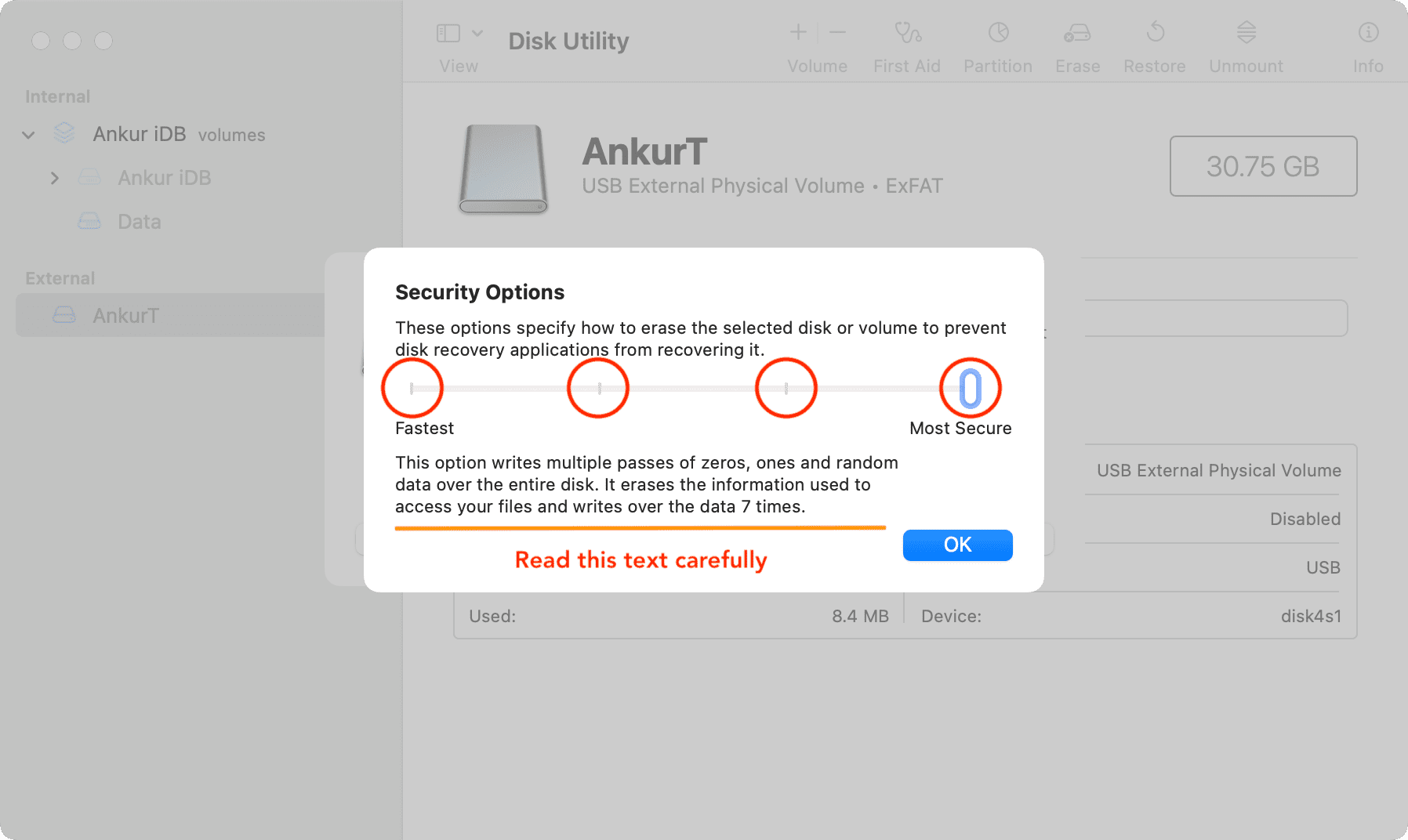 Opsi Keamanan di Utilitas Disk di Mac
