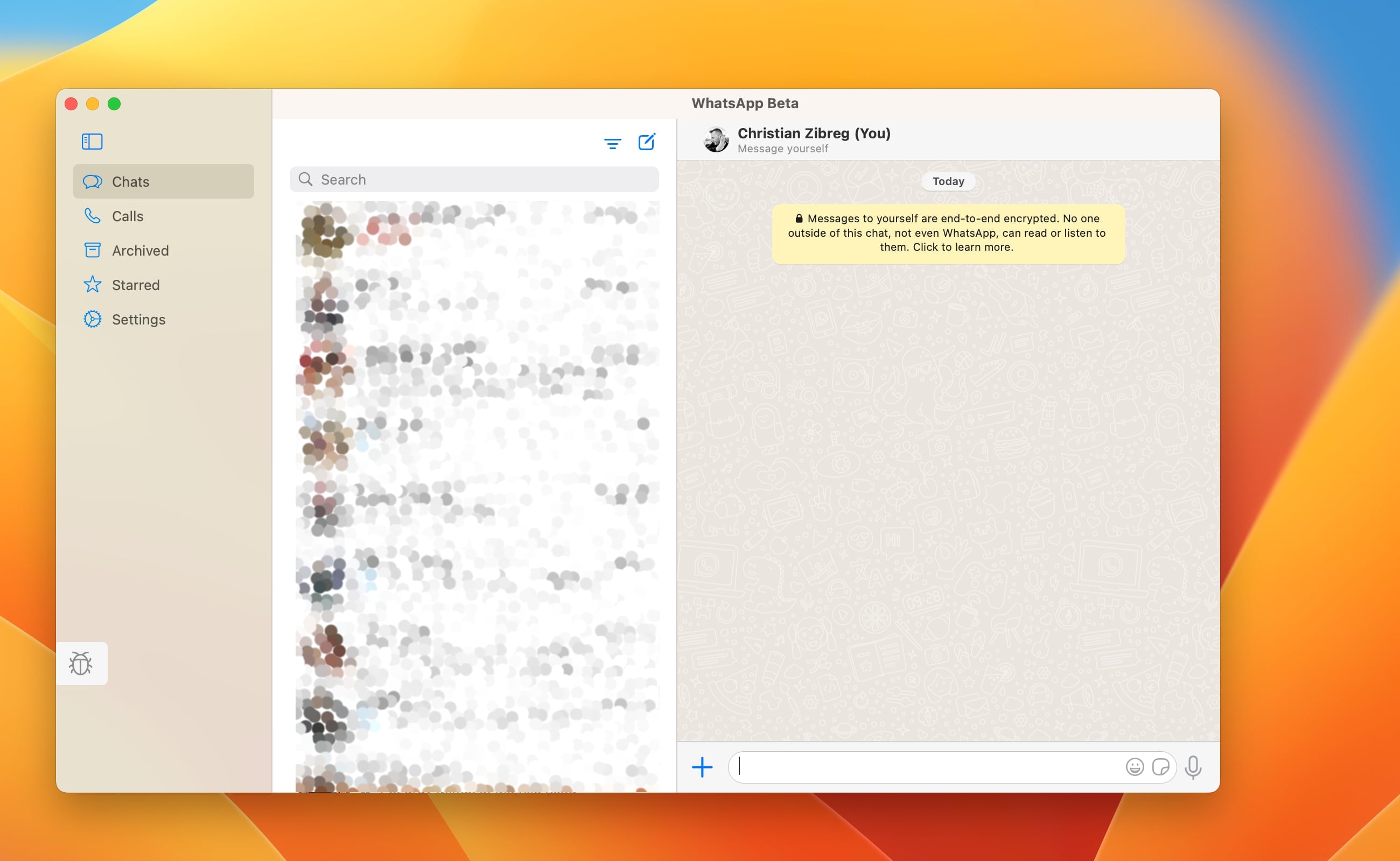 Aplikasi WhatsApp Mac menampilkan obrolan buram