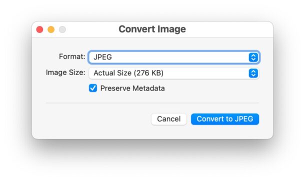 Konversikan gambar ke JPG di Mac dengan Tindakan Cepat